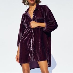 Free people Lux velvet shirt dress